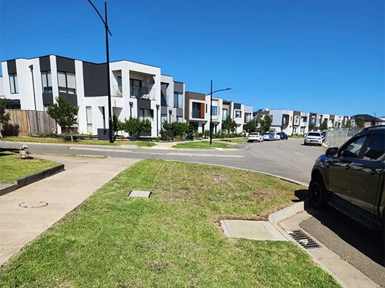Tidy nature strip with trimmed grass